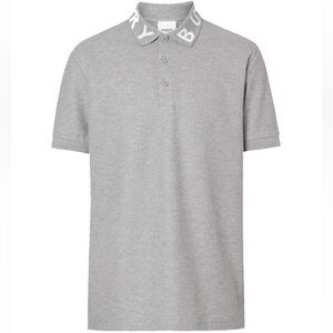 Burberry Light Gray logo Polo Shirt XXL NWT